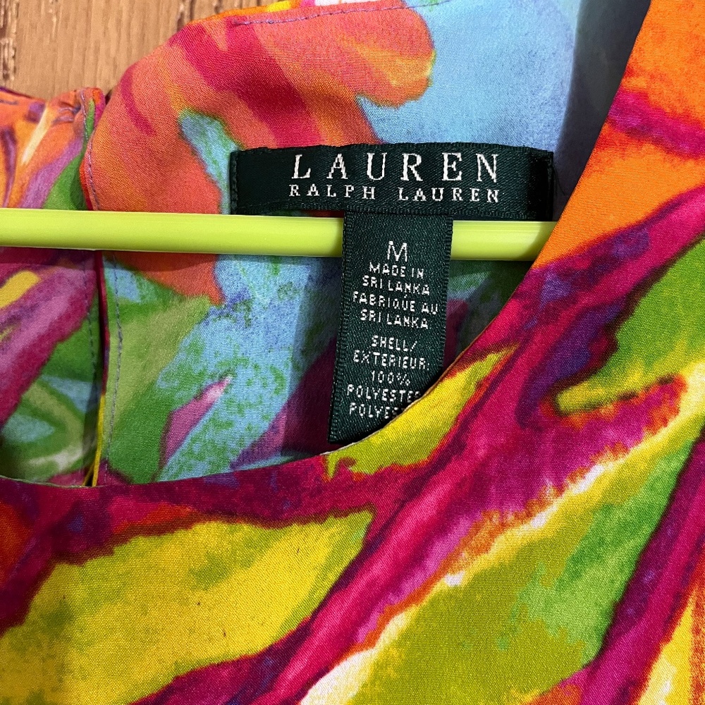 Lauren Ralph Lauren Women’s Vibrant Multi Floral Print Layered Summer Top Sz-M - Picture 3 of 4